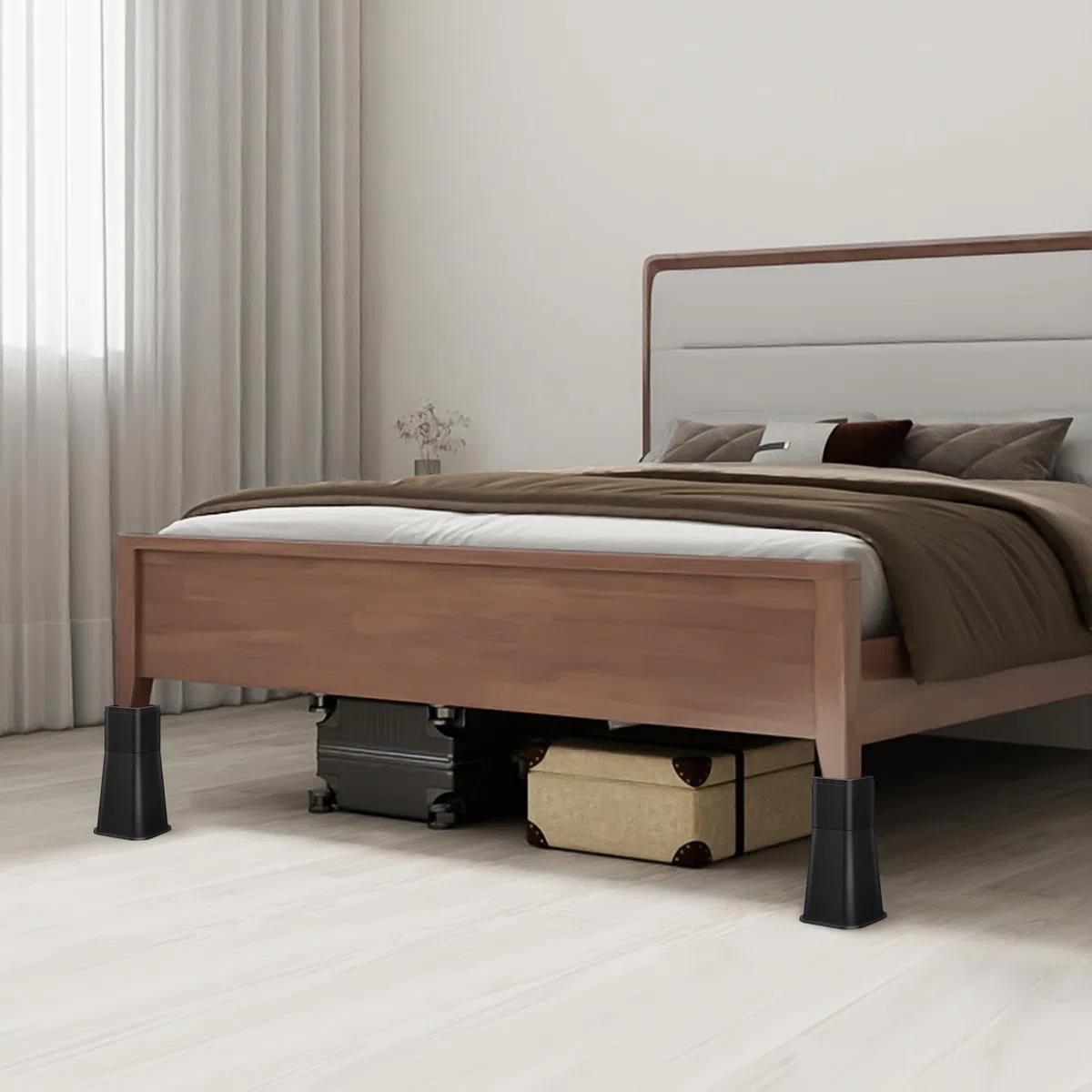 Elevadores ajustables para muebles de cama, elevadores resistentes tanto para postes como para ruedas de muebles, sofá, cama, silla, mesa (paquete de 4, 12 pulgadas)