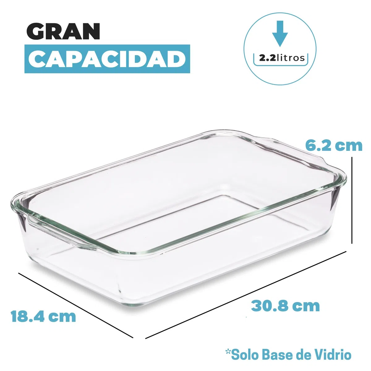 Igluu Meal Prep Fuente de Cristal para Lasagna con Tapa – Hermética Sin BPA – Aptos para Horno, Microondas, Congelador y Lavavajillas – 2.2L – Vidrio de Borosilicato