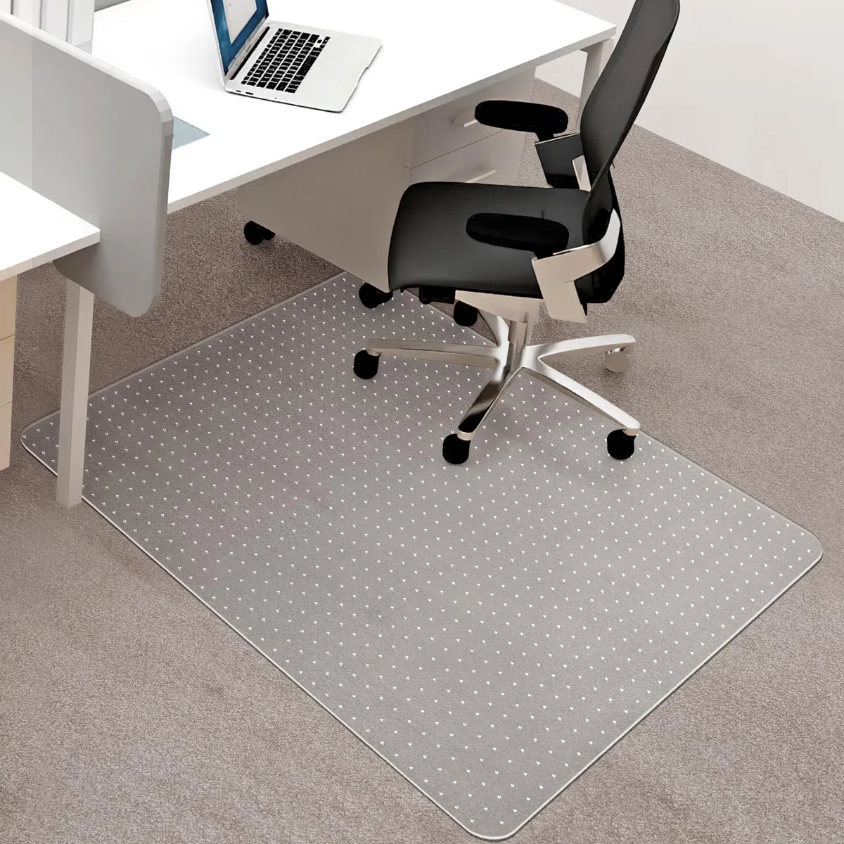 BesWin Alfombrilla de silla de oficina para alfombras, 75 x 120 cm, tapete de PVC para silla de escritorio para suelos de pelo bajo, protector de suelo resistente para silla rodante de oficina en casa