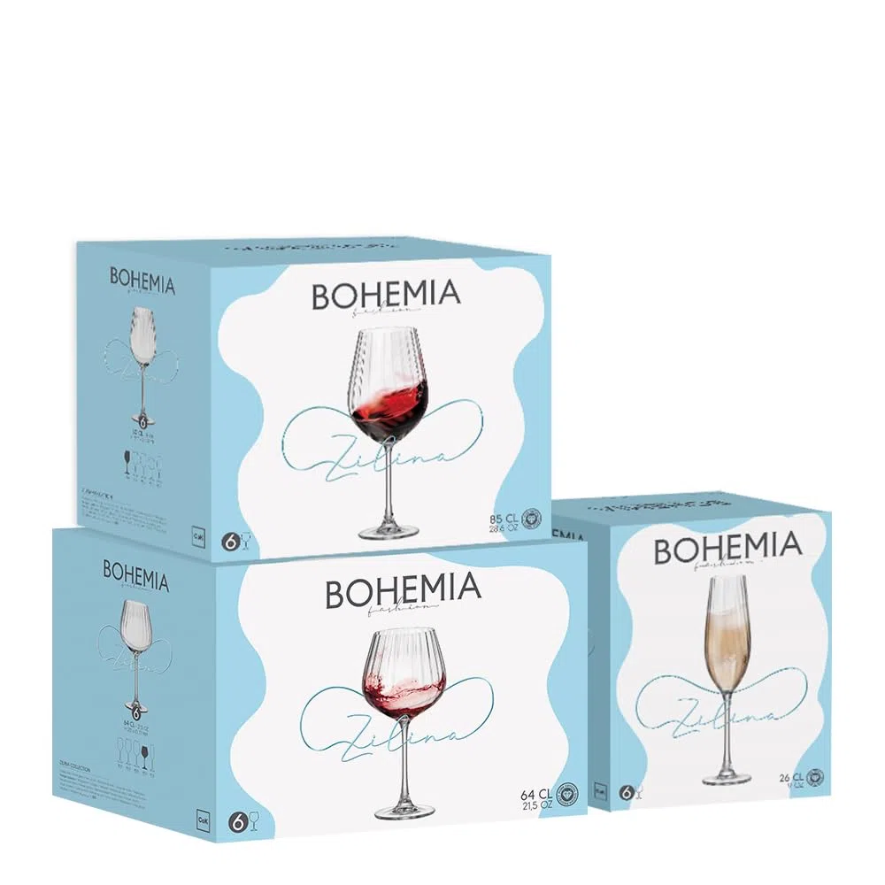 BOHEMIACOK Copa de Vino Zilina, Cristal de Bohemia, 50cl, Transparente, 12 Unidades