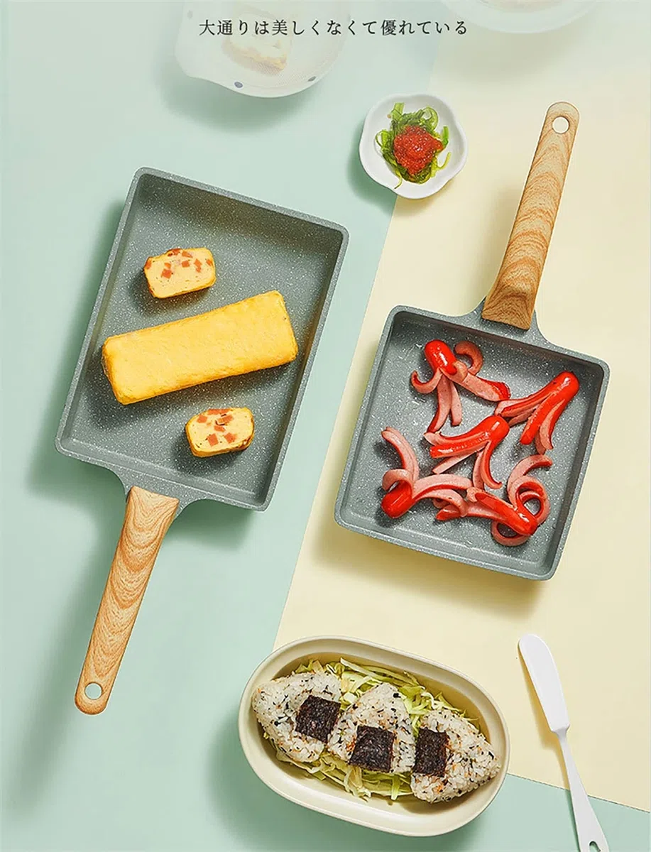 RYITGO Tamagoyaki - Sartén para tortillas japonesas con espátula de silicona y cepillo/revestimiento antiadherente (libre de PFOA)