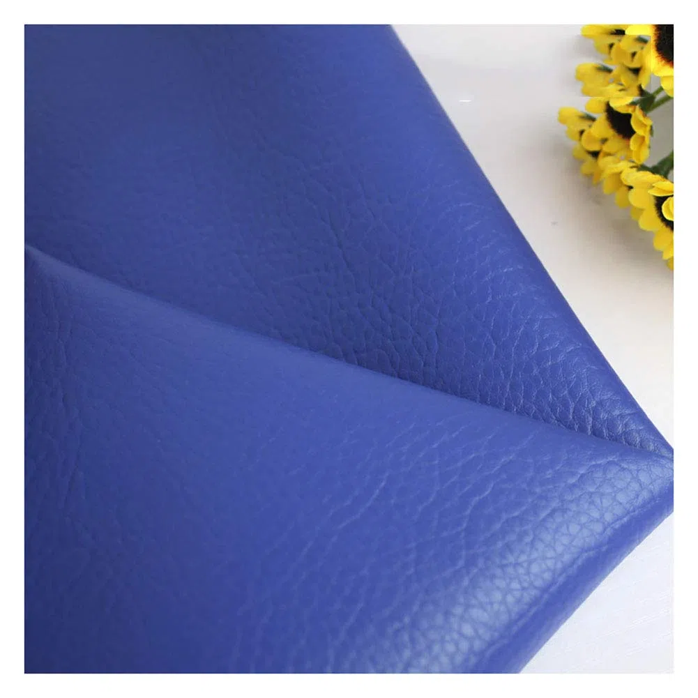 Material de tapicería de piel sintética de poliuretano azul zafiro resistente para tapicería de coche, tela elástica texturizada (1,38 x 7 m)