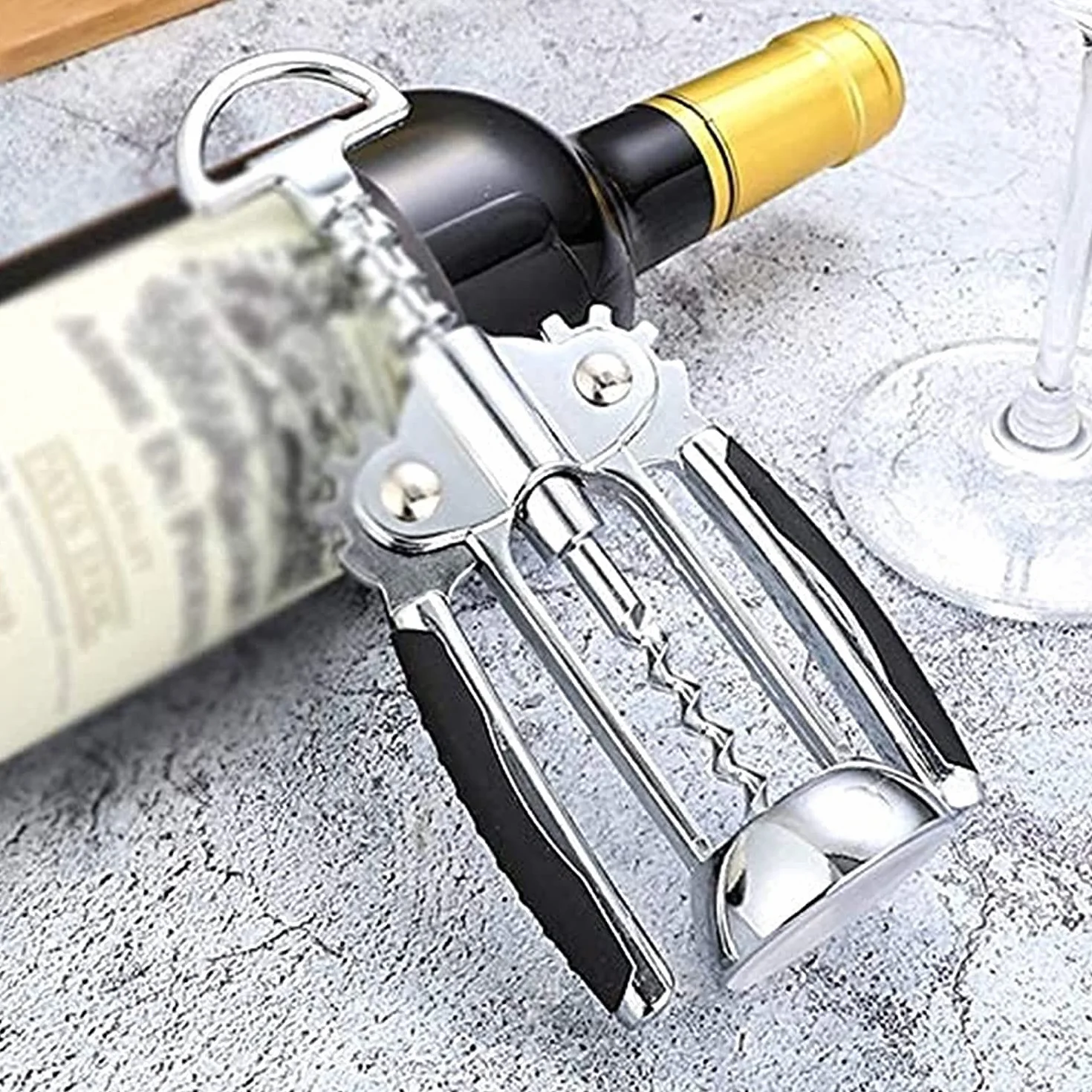 sacacorchos, El mejor abridor de botellas de vino for camareros y camareros profesionales. Abridor de vino con doble bisagra The Wing Corkscrew