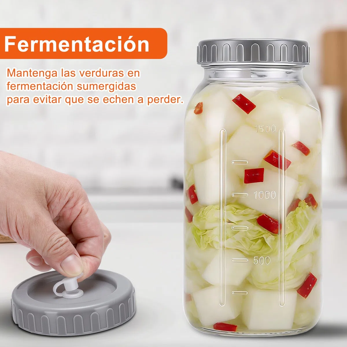 Tarro de Fermentación de 2 uds., Tarro de Fermentación de Vidrio de 2L de Capacidad con Esclusa de Aire para Encurtidos, Chucrut y Kimchi