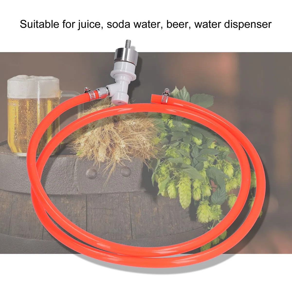 Conjunto de Línea de Bloqueo de Bola, 1,7 M Conjunto de Línea de Cerveza de Bloqueo de Bola con Tapa de Carbonatación de 5/16 Pulgadas Accesorios de Barril de Cerveza para Sistema de Elaboración de Ce