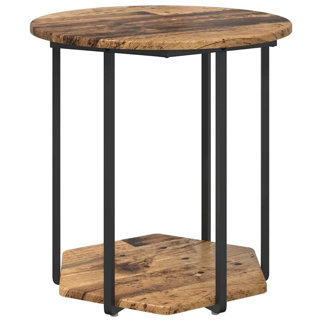 Juego de 2 mesas auxiliares, diseño industrial, mesa de centro con estructura de metal y estante, mesa de centro cuadrada para salón y dormitorio, 50 x 50 cm y 40 x 40 cm