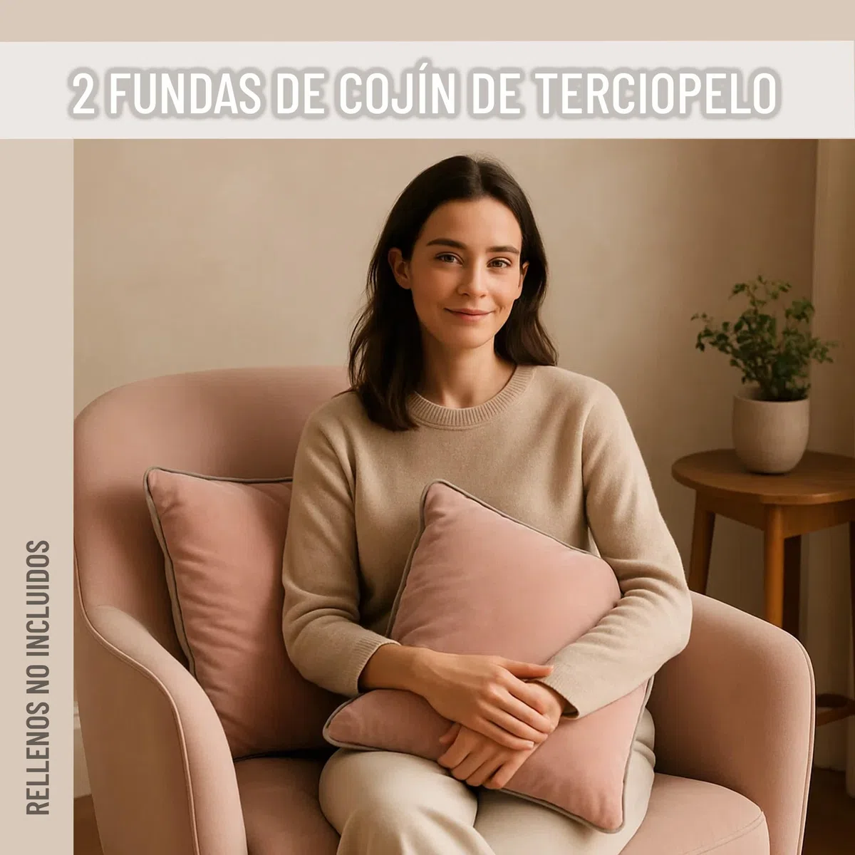 Set de 2 Fundas Cojín Terciopelo 30x50 cm – Cojines Decorativos sofá Cama salón. Funda cojín con Ribete. Relleno no Incluido. (Rosa y Gris)
