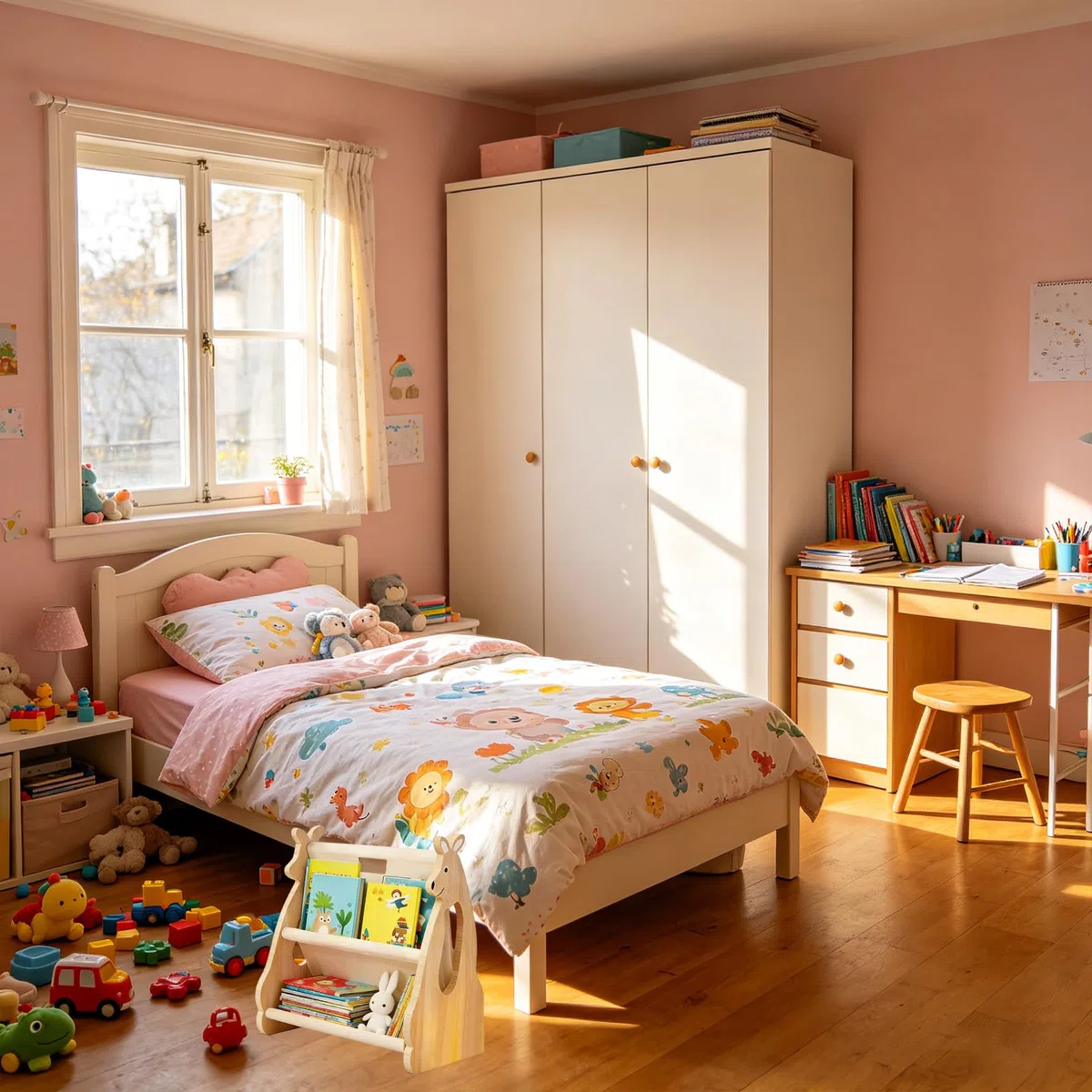 Estantería para niños, estantería de madera de doble cara con asa, organizador de libros para habitación de los niños, estantería para habitación de niños, estantería para habitación infantil, sala de