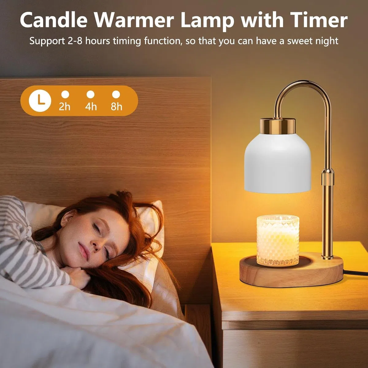 Calentador de Velas con Temporizador y Regulador, Lámpara Calentadora de Velas, Candle Warmer Lamp – Altura Ajustable, 4 Niveles de Luz (Regalo para Él/Ella)