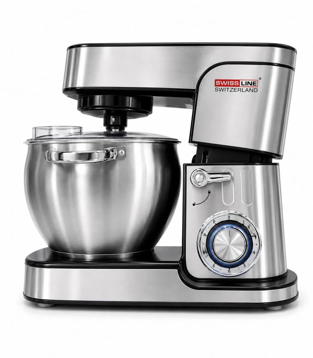 Amasadora Planetaria SW-SM793-N 2800W 9 Litros | 6 Velocidades + Pulso, Cabezal Abatible, Tapa Antisalpicaduras, Acero Inoxidable, Incluye 3 Accesorios