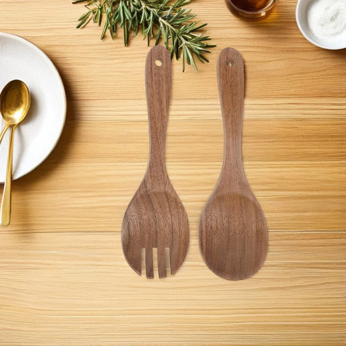 MAGICLULU Bol de Ensalada de Vidrio con Base de Madera, Capacidad de 1.7l, Resistente Temperatura y Fácil de Limpiar, Adecuado para Servir Ensaladas en Cocina Moderna