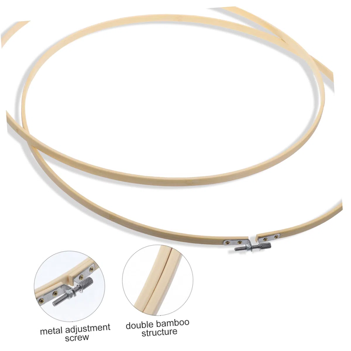 DIYEAH Marco de aro de bordado de bambú de 40 cm para proyectos de manualidades, punto de cruz y costura tradicional, anillo ajustable para manualidades y manualidades fáciles