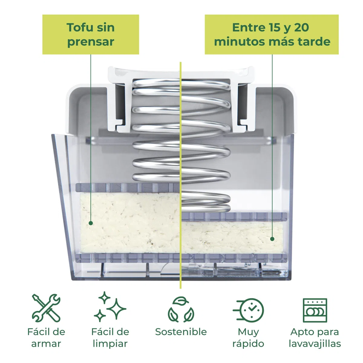 TofuBud Prensa de tofu - Prensadora para hacer tofu firme o extrafirme - Máquina para tofu