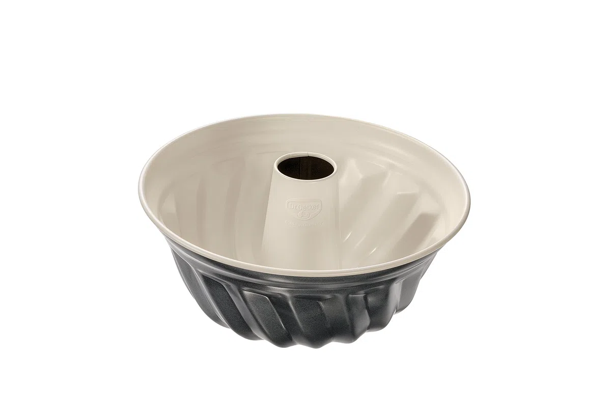 Dr. Oetker Molde Hornear Rosco Alto o Savarin en Acero Reforzado con Cerámica y Revestimiento Antiadherente Especial, 22x11,5cm, Gris Marengo y Crema, 22 cm, 1 ud
