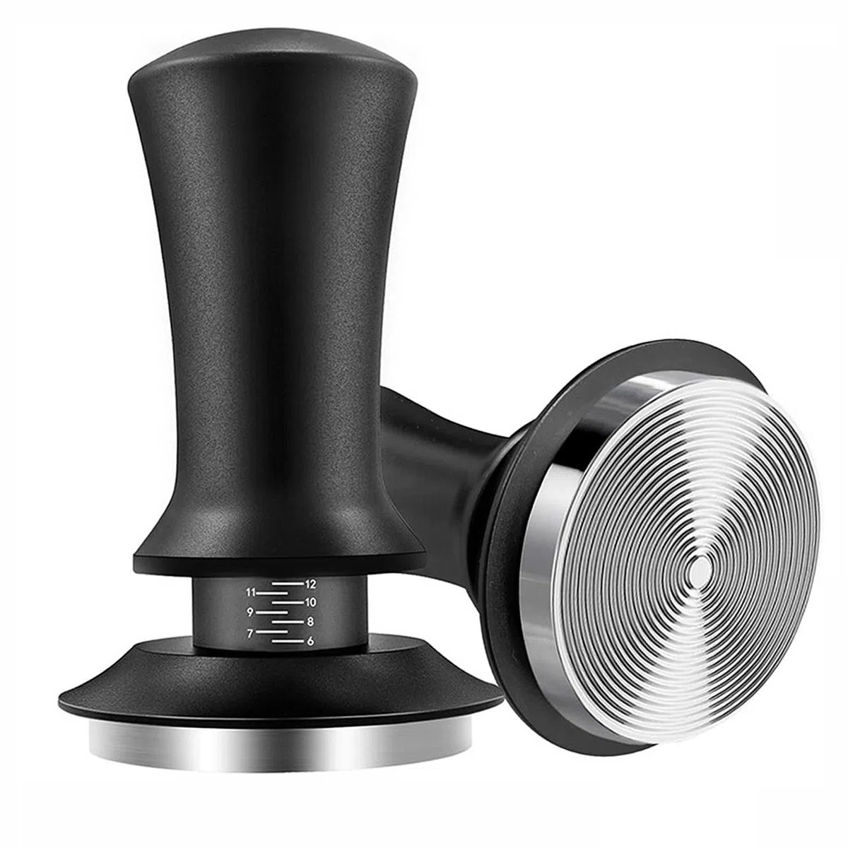 TRIXES Sprung - Prensador de café con alfombrilla – Tamper ajustable para espresso – Negro mate – Accesorio de preparación de café – Barista Essentials – Compatible con portafiltro de 54 mm