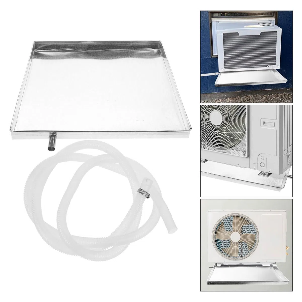Gadpiparty Bandeja de Drenaje para Aire Acondicionado - Bandeja Colectora de Agua Universal para Unidades Interiores/Exteriores y A/A de Ventana - Fácil Instalación, Resistente y Versátil