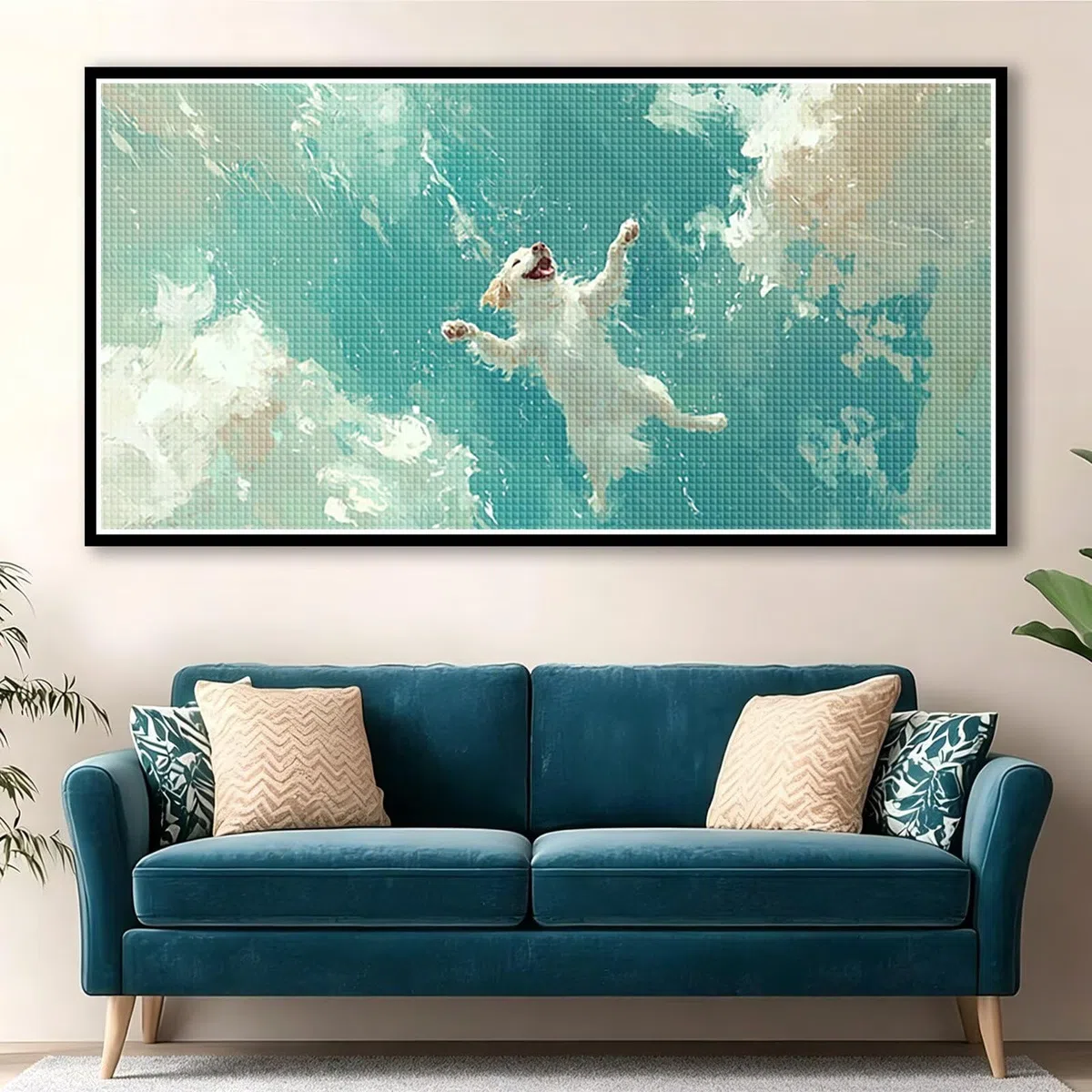 Diamond Painting Adultos Animal Pintura Diamante, Perro Diamond Painting 5D Completo, DIY Cuadrado Bordado Punto de Cruz Cuadros de Diamantes Kit para Decoracion Hogar, Regalo Mujer 160x80cm 0J-562