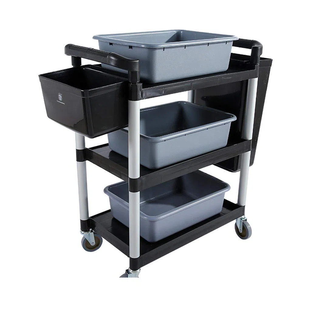 Carro de Almacenamiento Multifuncional, Carros de Servicios Públicos de Plástico Grueso para Hotel Que Recoge un Vagón Comedor, Recoge un Cuenco, Vehículos de Recolección, Plato de Tres Pisos C