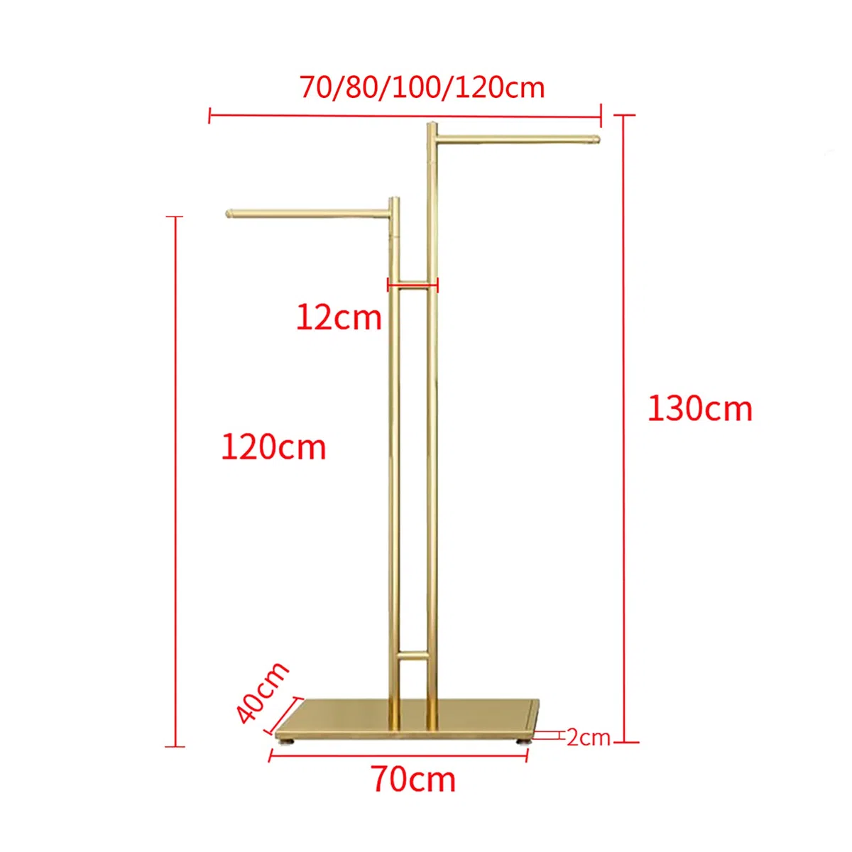 Rack De Recubrimiento De Ropa, Riel Multifunción con Doble Colgante De Rieles con Almohadillas Antideslizantes, Adecuado para Salas De Exposición Boutiques(Size:120cm)