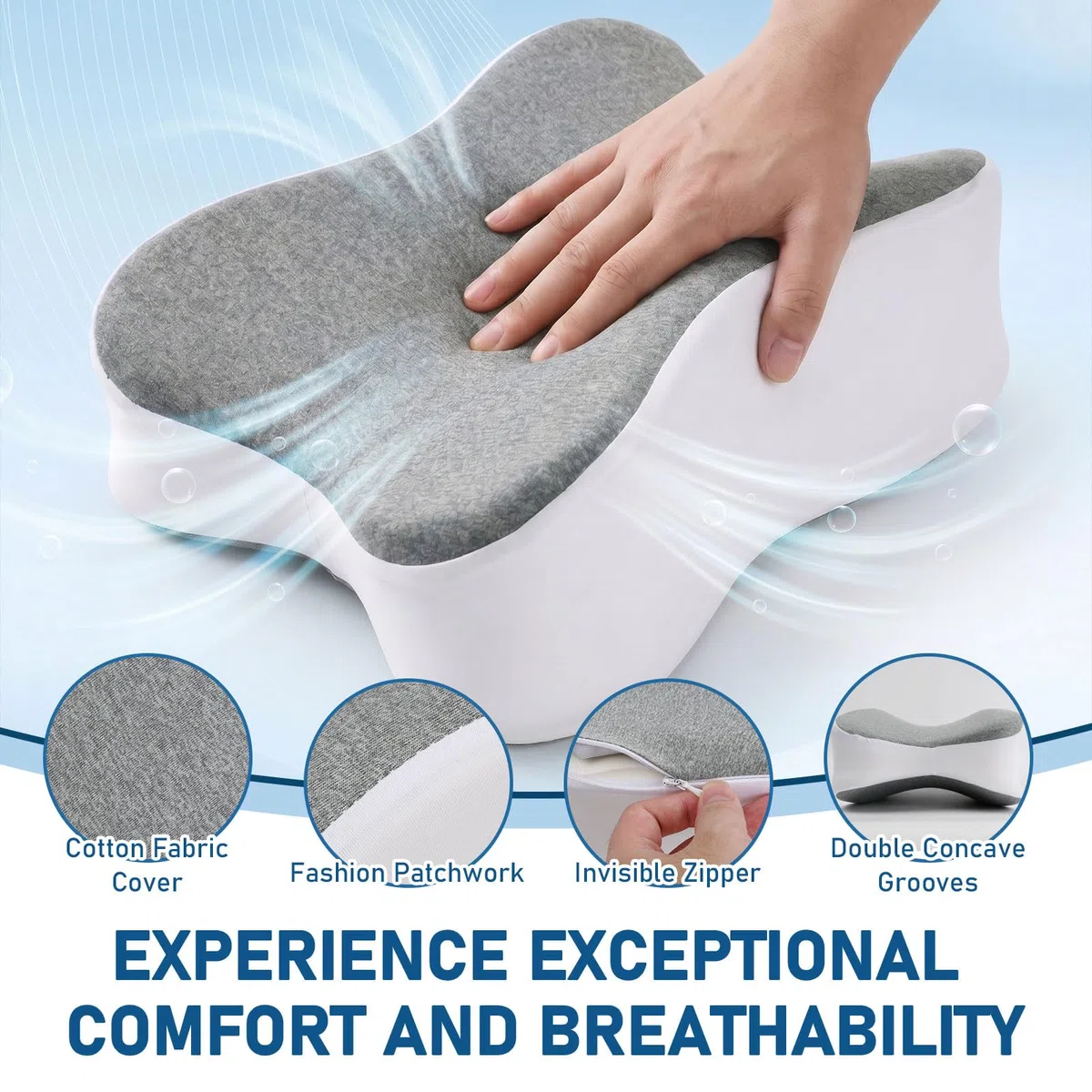 Almohada Piernas Dormir,Almohada para Dormir de Lado,Cojin piernas Dormir,Cojín de Rodilla,de Espuma Viscoelástica, para Piernas,Rodillas,Caderas,Espalda y Embarazo