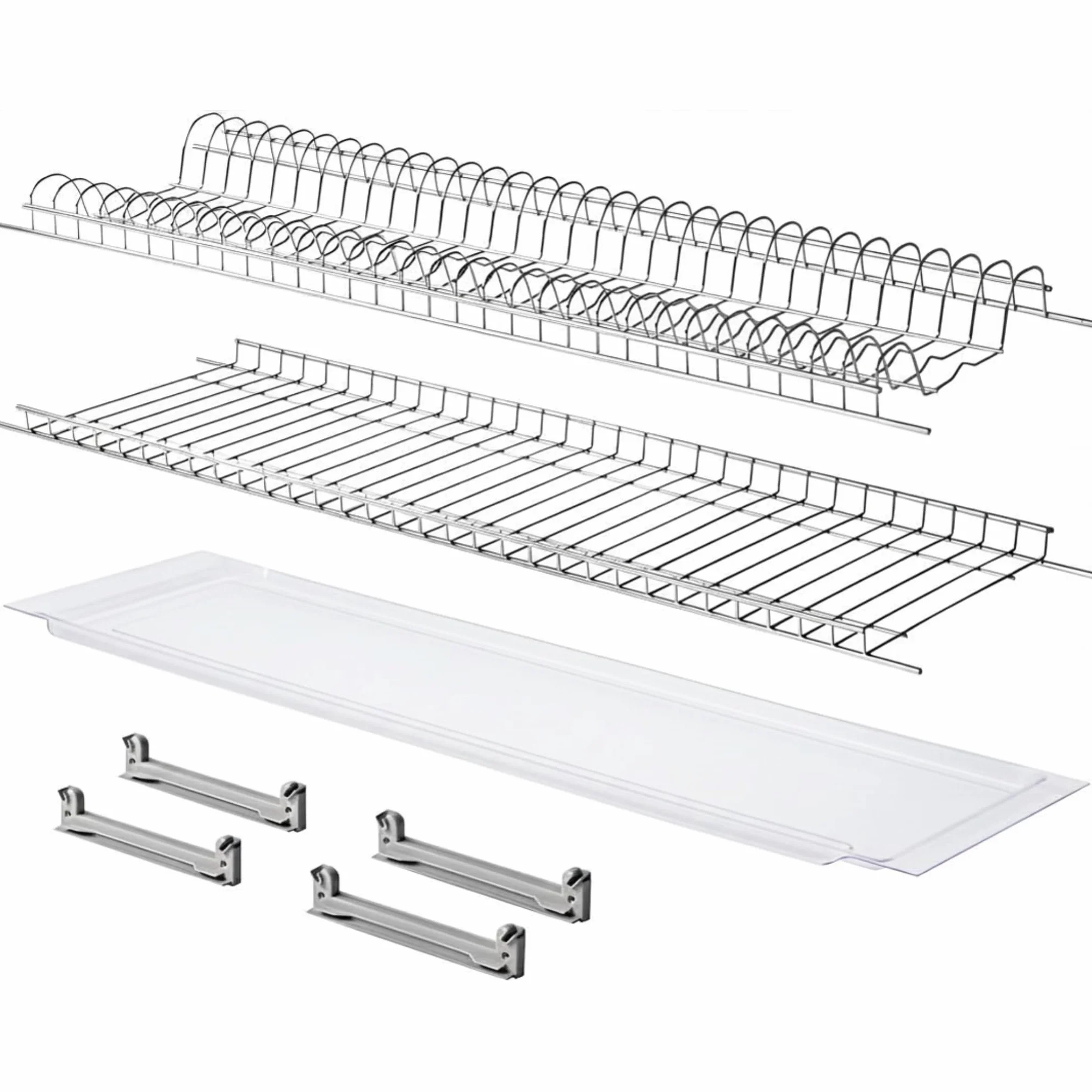 Escurridor de acero inoxidable con bandeja de goteo fabricado en Italia (76 cm para armario de 80 cm)