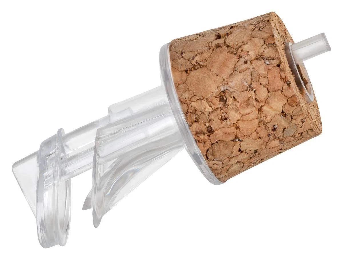 Paquete de 5 vertedores de plástico con corcho | ancho | adecuado para aceite, vinagre, licores o alcohol