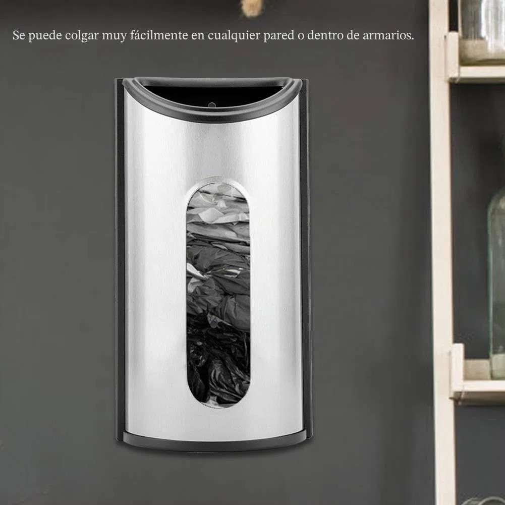 VOBOR Soporte de bolsa de plástico - Dispensador de bolsa con aberturas extra anchas y de fácil acceso Cocina de acero inoxidable Organizador de soporte de dispensador de almacenamiento