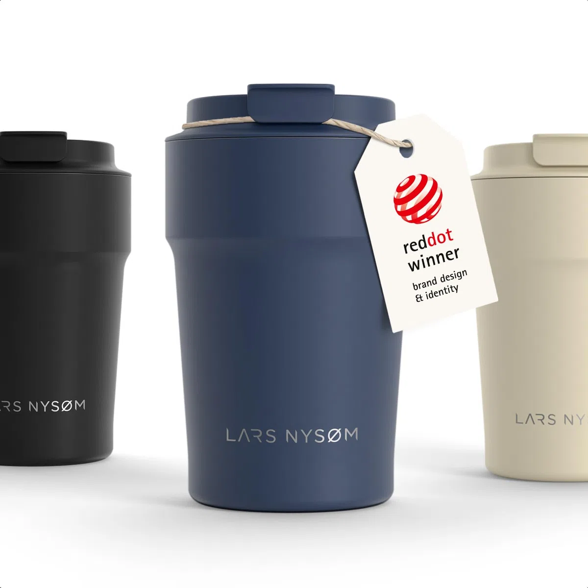 LARS NYSØM Taza térmica café para llevar 380ml | Travel Mug 0,38 L con aislante | Base de silicona antideslizante | Travel Mug de Acero Inoxidable para Café y Té (Midnight Blue - Powder, 380ml)