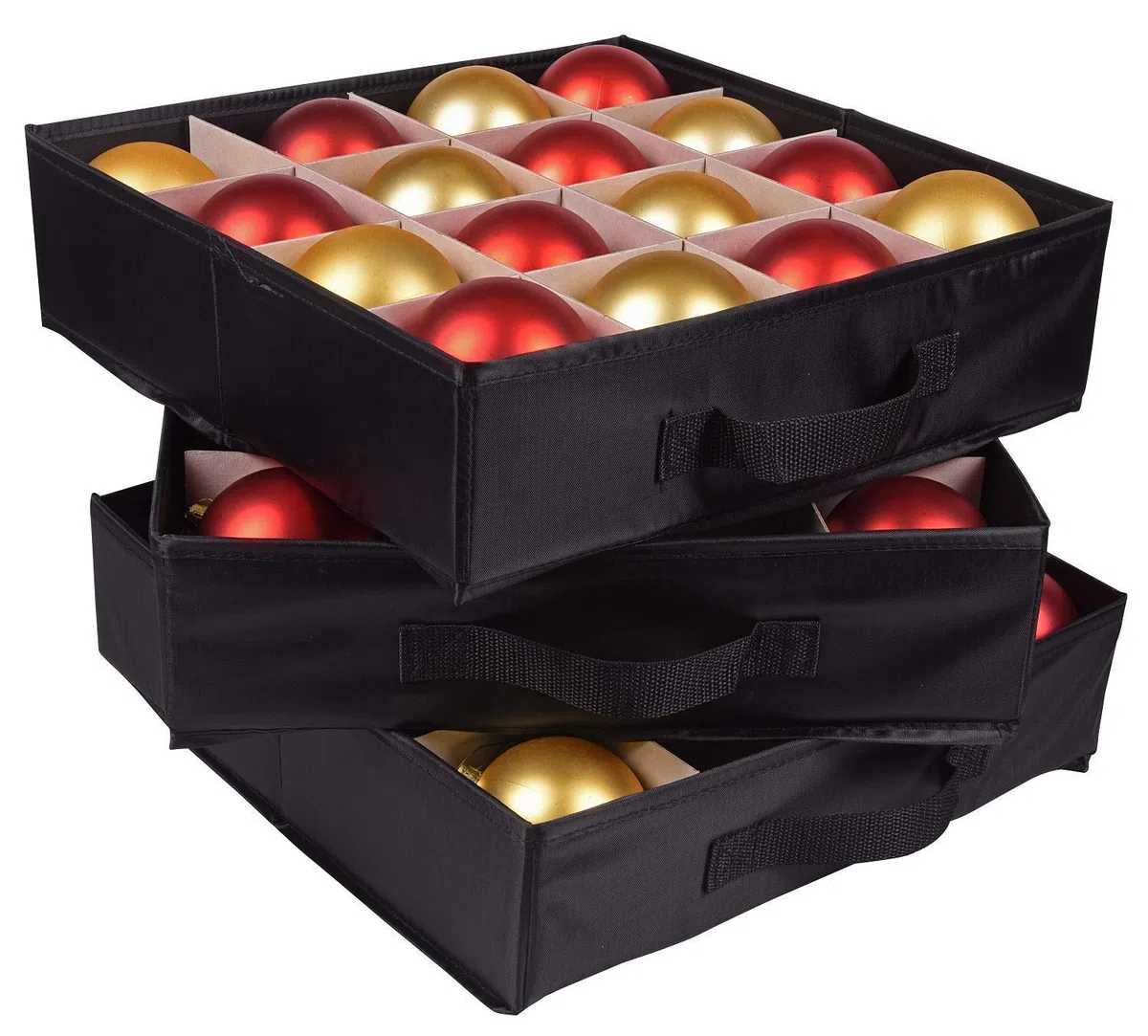 ProPik Caja de Almacenamiento de Adornos de Navidad, Organizador con Capacidad para hasta 48 Bolas de Navidad con 3 bandejas extraíbles separadas, el Recipiente Tiene separadores para organizar