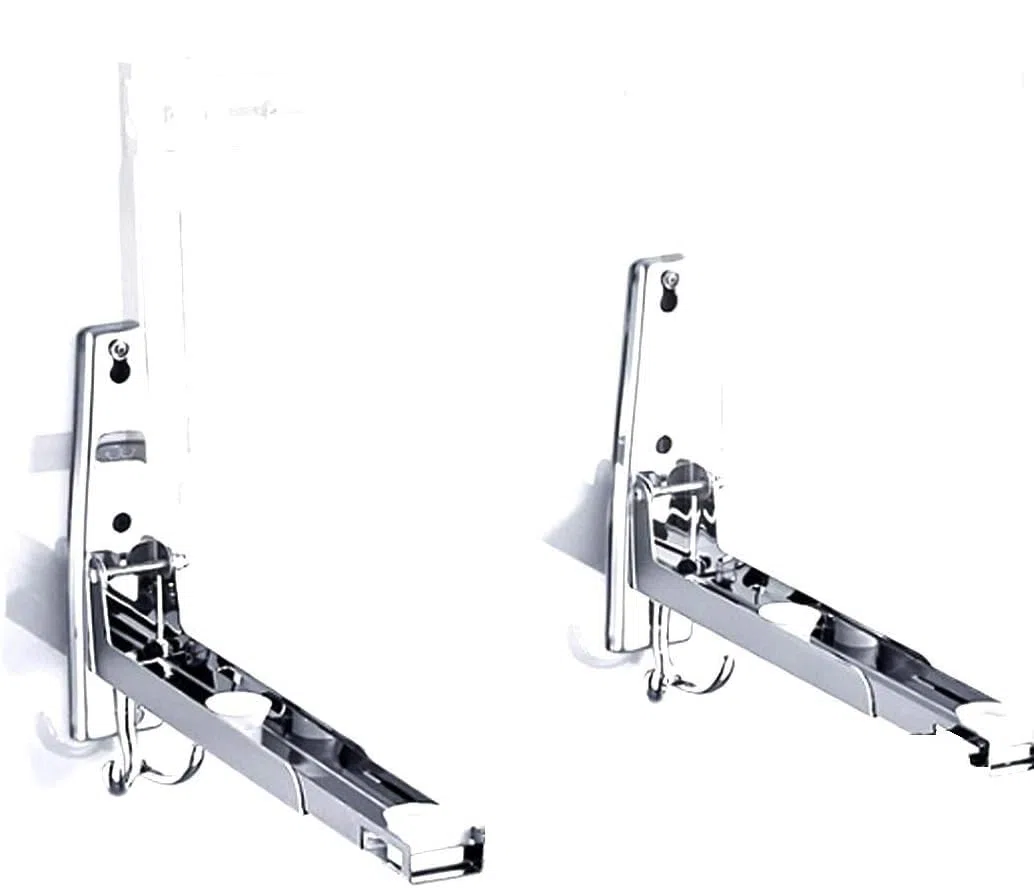 LOKEKE Soporte de pared plegable de acero inoxidable para horno microondas con ganchos de remolque