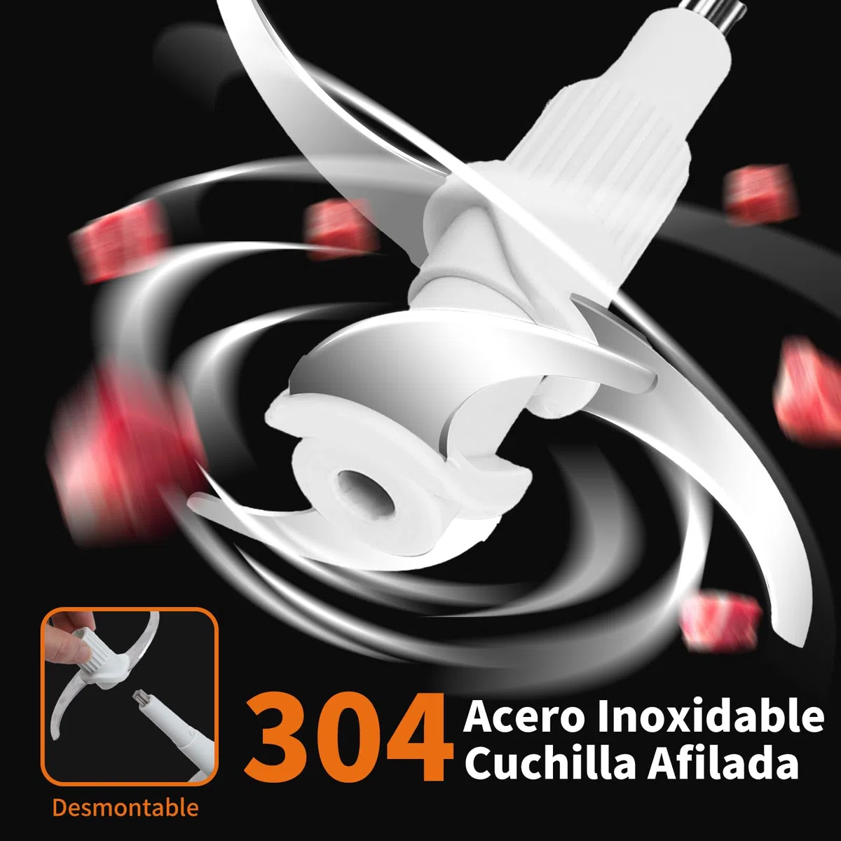 Aigostar Flor - Picadora Eléctrica 500W, Procesador de Alimentos con Tazón de Acero Inoxidable 1.8L, 4 Cuchillas Afiladas y 2 Velocidades, Ideal para Carne, Verduras, Frutas y Cebolla