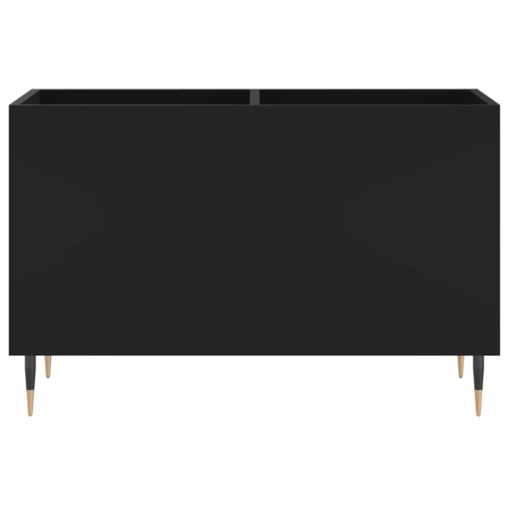Armario con paneles de madera negro con patas de hierro, 74,5 x 38 x 48 cm, espacio para discos de vinilo, aparador de salón, estante para CD, DVD, estante Hi-Fi, organizador para discos de