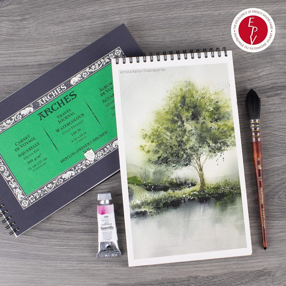 Arches Diario de Viaje de Acuarela 6 x 10 Pulgadas, Blanco Natural, 100% Algodón, 15 Hojas de Papel de Prensa en Frío para Tinta Gouache, Acrílico