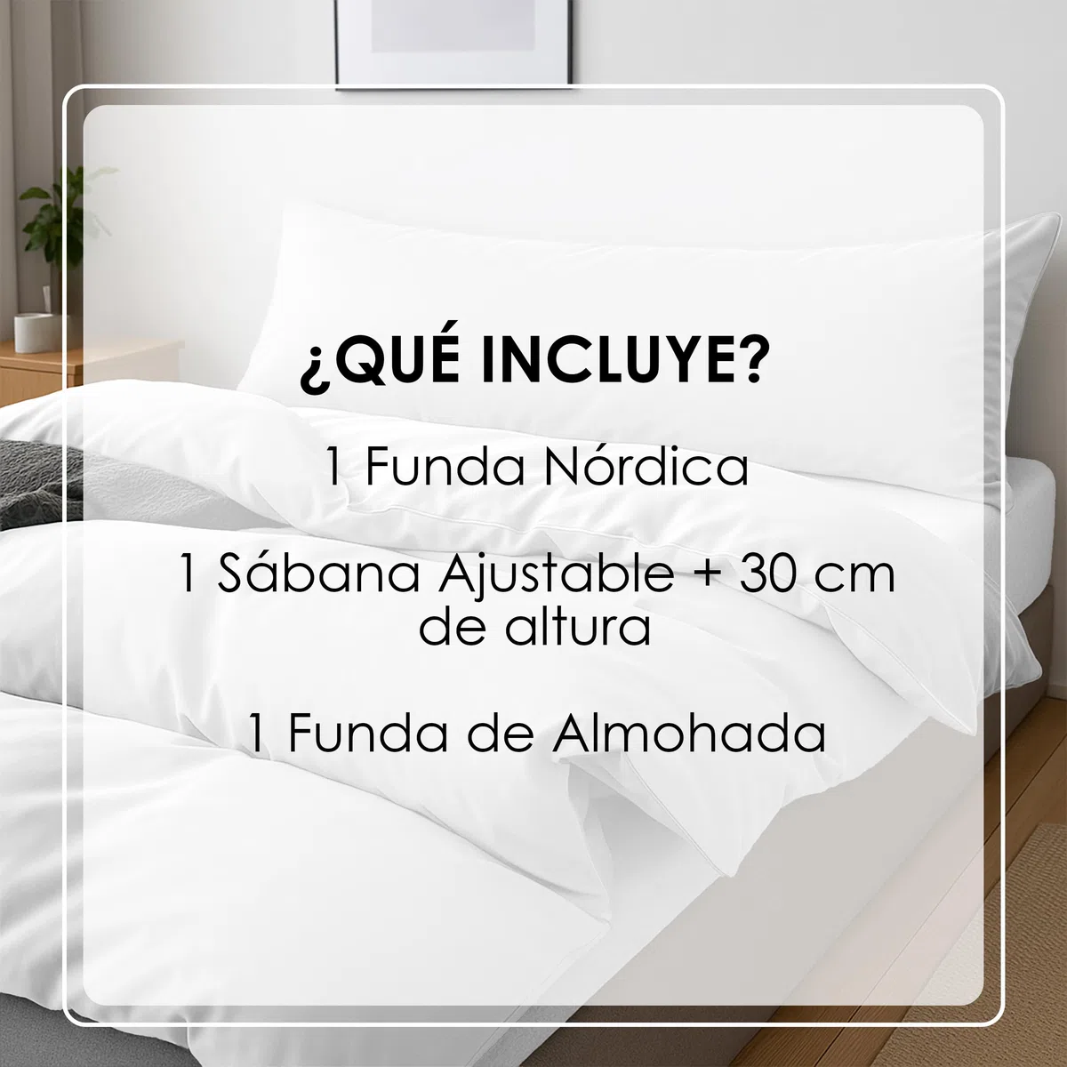 BESCH Juego Funda Nórdica de 3 Piezas para Cama de 135 Color Blanco - Funda Nordica 220x220cm + Sábana Ajustable 135x190/200cm + Funda Almohada 45x145cm