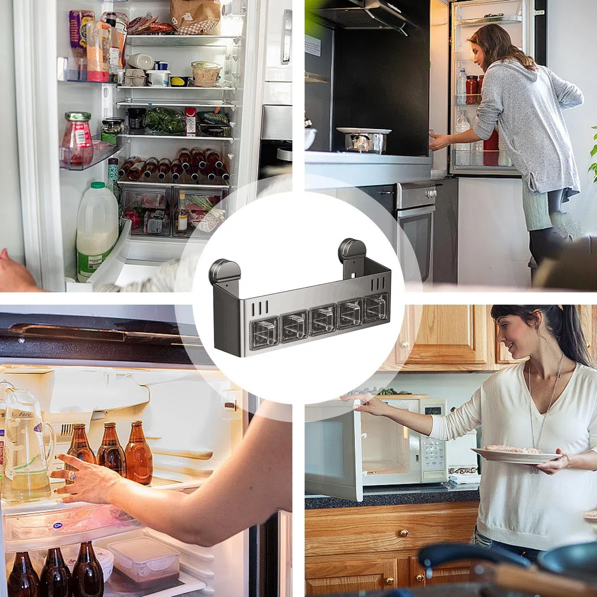 Generisch Organizador de especias, botes de especias con , soporte de pared para vasos, botellas, cocina, especias, sin taladrar, para mostrador de almacenamiento, encimera