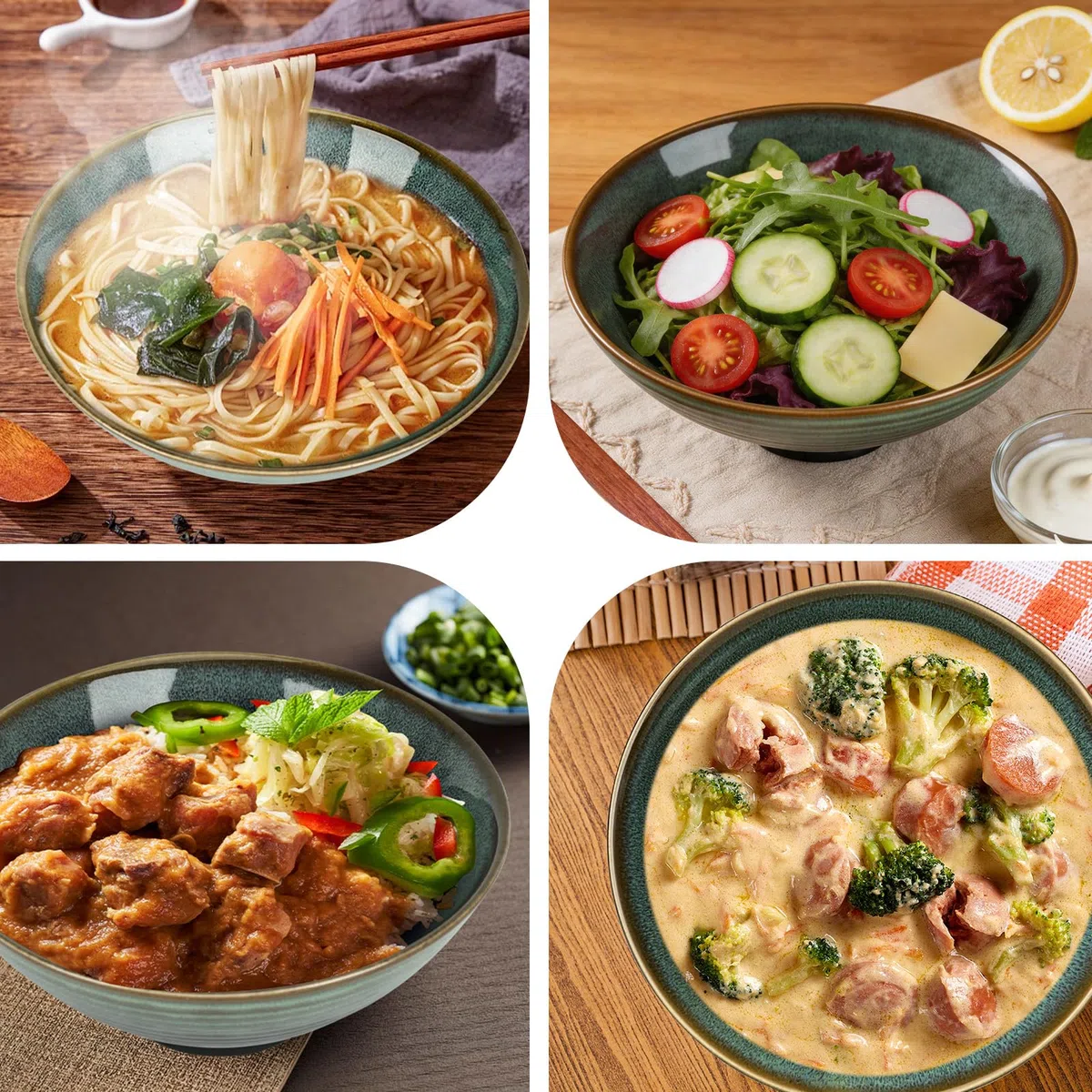 Juego de 2 Cuenco de Ramen, Ramen Bowl de Cerámica de 1200 ml con Palillos y Cucharas, Bol Ramen Japonés, Tazón Ramen De Cerámica, Ensaladeras, Tazones de Sopa de Porcelana