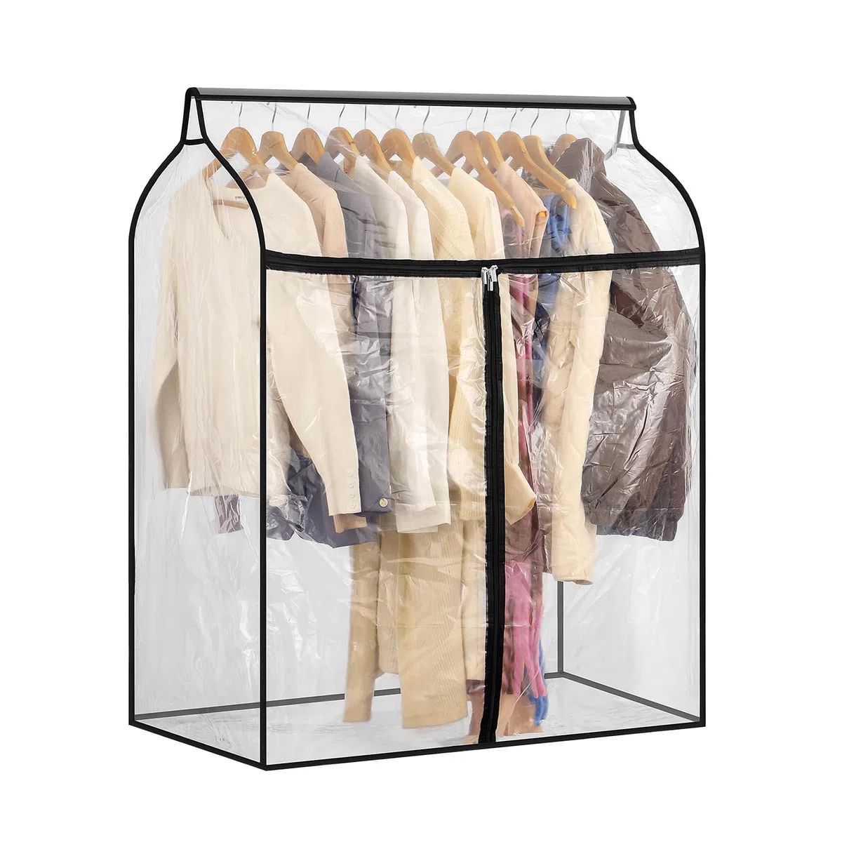 Bolsa de ropa colgante para armario, almacenamiento de ropa de invierno con ventana transparente, bolsa grande para ropa con cremallera, protector de vestido a prueba de polvo (grande)