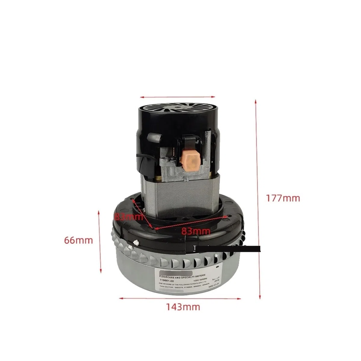 Motores Especiales Y For El Cuidado De Suelos De 120V 119661-00 For Máquina De Llenado Al Vacío, Motor De Succión For Alfombras, Motor Eléctrico For Aspiradora