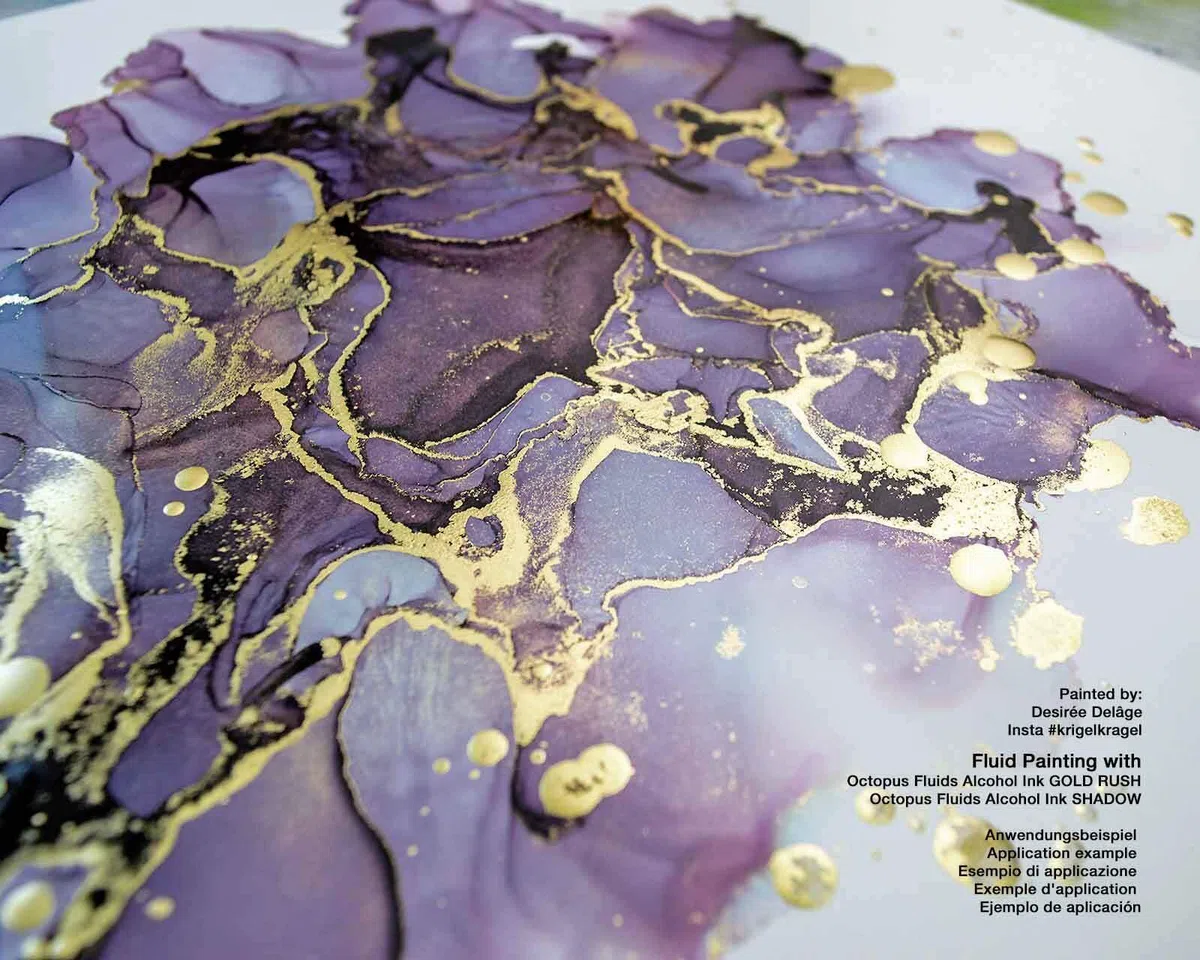 3x 30 ml Octopus Fluids Alcohol Ink Set Metallic GOLD RUSH, SILVER MINE, COIN COPPER, Tinta al alcohol para Fluid Art y Resin Art, resina epoxi