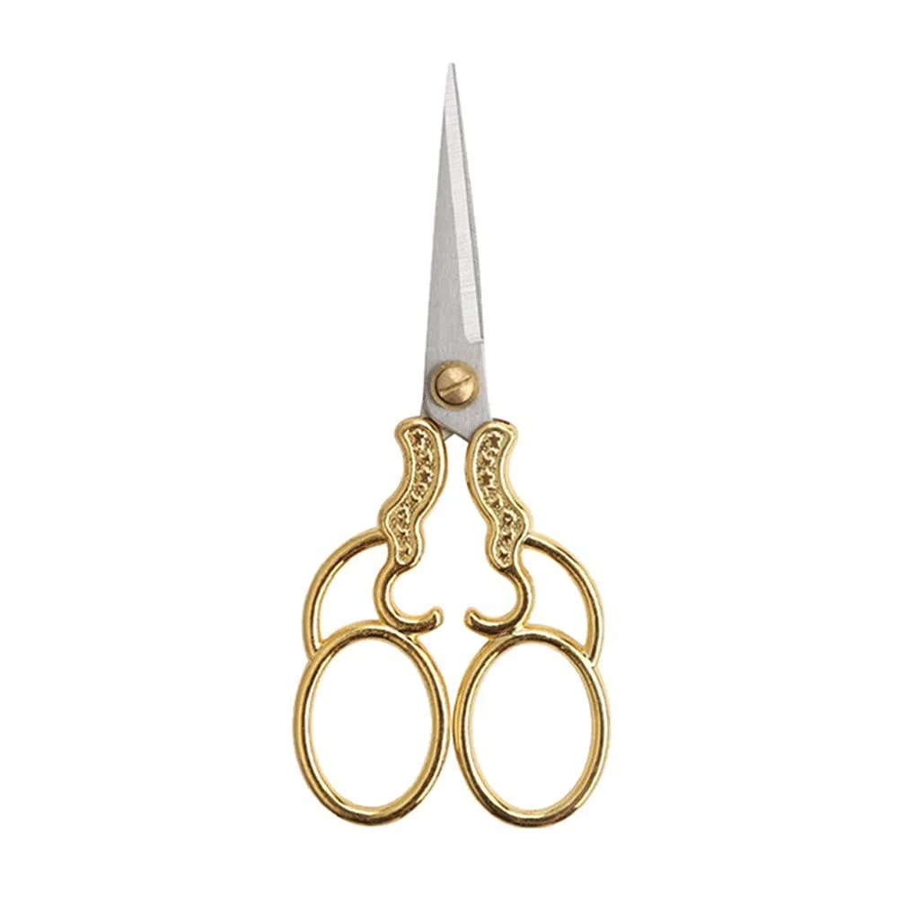 Tijeras de cocina Tijeras de costura profesionales de acero inoxidable Tijeras de bordado vintage Tijeras de sastre para manualidades (Oro)