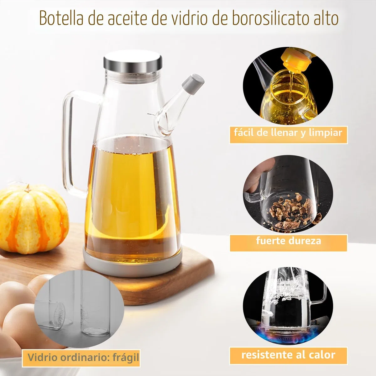 Botella Dispensador de Aceite,1L Antigoteo Cocina Aceitera Grande Vinagreras Botella Dispensadora Aceite,Rellenable Cristal Aceitera para Cocinar Oliva Aromatizadora Vinagre