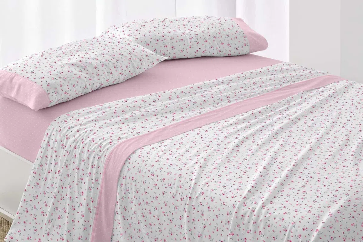Burrito Blanco│Juego de sábanas, Cama de 105 (+ Medidas Disponibles)│Poliéster 50% Algodón 50%│Fácil Planchado│Diseño 530, Rosa