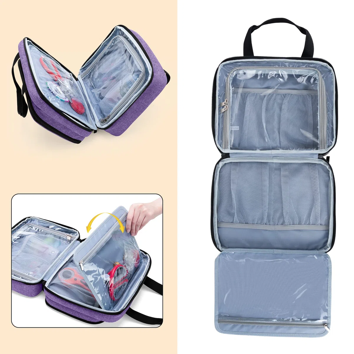 Luxja Costurero Grande, Organizador para Accesorios de Máquina Coser, Bolsa para Accesorios de Máquina Coser para el Hombro, Patente Pendiente(Sin Accesorios), Púrpura