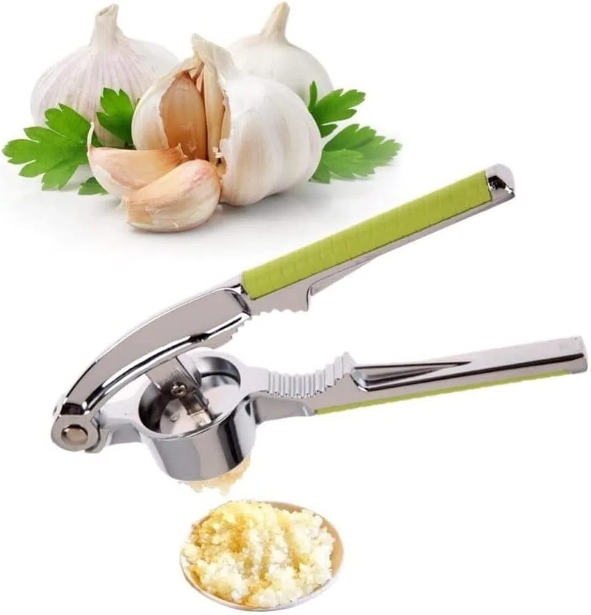 Prensa de Ajos de Acero Inoxidable, Picador de Ajo y Jengibre Fácil de Usar con Mango Ergonómico, Herramienta de Cocina Sin Desorden para Picar Ajo Limpio, a, 15,5 * 3cm
