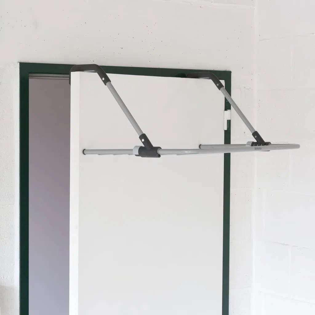 Brabantia - Tendedero para Colgar - Optimiza el Espacio - Brazos Plegables - para Puertas estrechas - con Cierre Inteligente - Sencillo de Instalar - Blanco - 4.5m