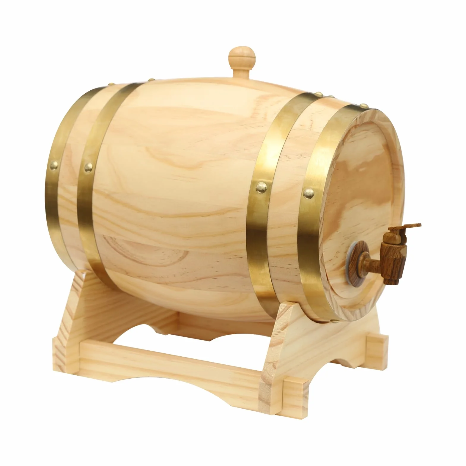 5L Barril de Vino con Grifo 30x22,5x28,5cm Ovalada Barril Madera Resistente al Desgaste, Resistente a Los Golpes con 1 Soporte para Hogares, Hoteles