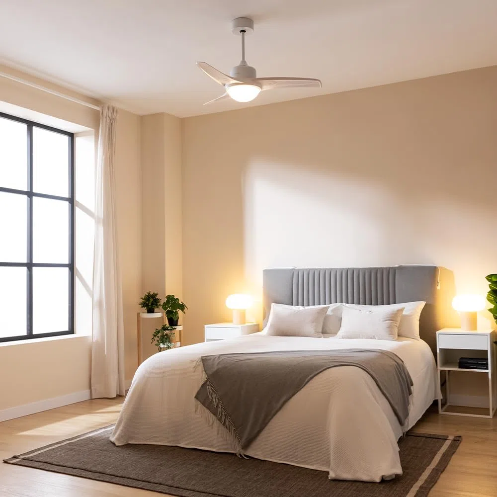 Cecotec Ventilador de Techo con Mando a Distancia, Temporizador y Luz LED EnergySilence Aero 460. 49 W, 106 cm de Diámetro, 3 Aspas, 3 Velocidades, Función Invierno, Diseño en blanco
