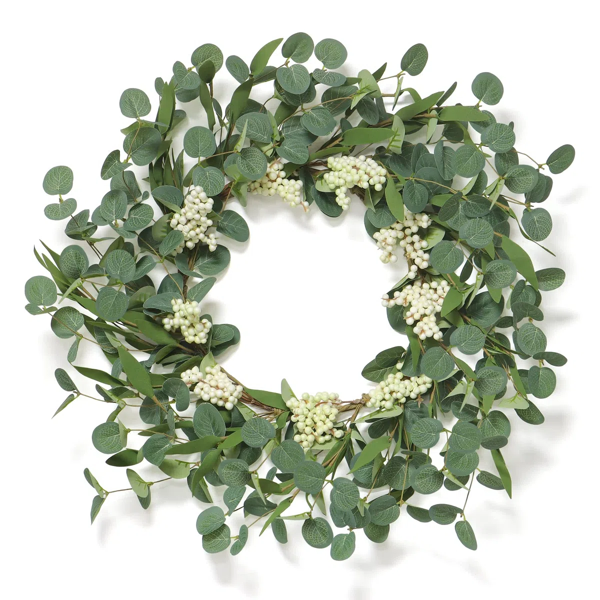 Betylifoy Corona Artificial para la Puerta Delantera Corona de Eucalipto 55 cm Gran Guirnaldas de Verano de Hojas Verdes para la Pared Ventana Porche Granja Patio Fiesta Decoración (Verde)