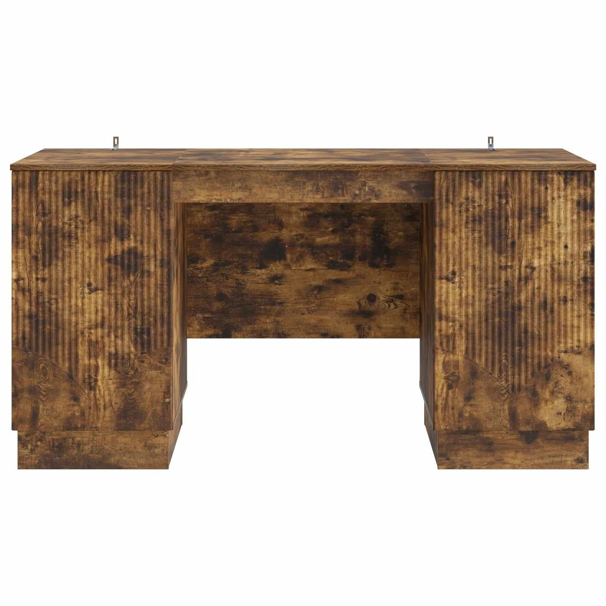Escritorio de madera de roble ahumado, 142,5 x 50 x 75 cm, mesa de trabajo para ordenador portátil, mesa de escritorio, escritorio de pie secretario, gaming, aprendizaje, jugar, oficina en