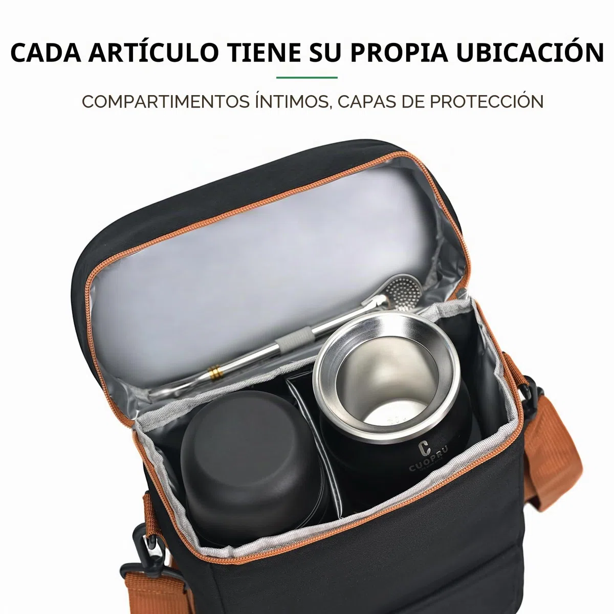 Premium Matero - Kit de yerba mate - Bolsa portátil de doble capa impermeable con 2 bolsillos para botellas de vino, para viajes, picnic, playa, camping